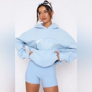 White Fox Revolve Around Me Oversized Baby Blue Hoodie